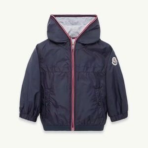 Moncler Kids Anton Hooded Rain Jacket Navy